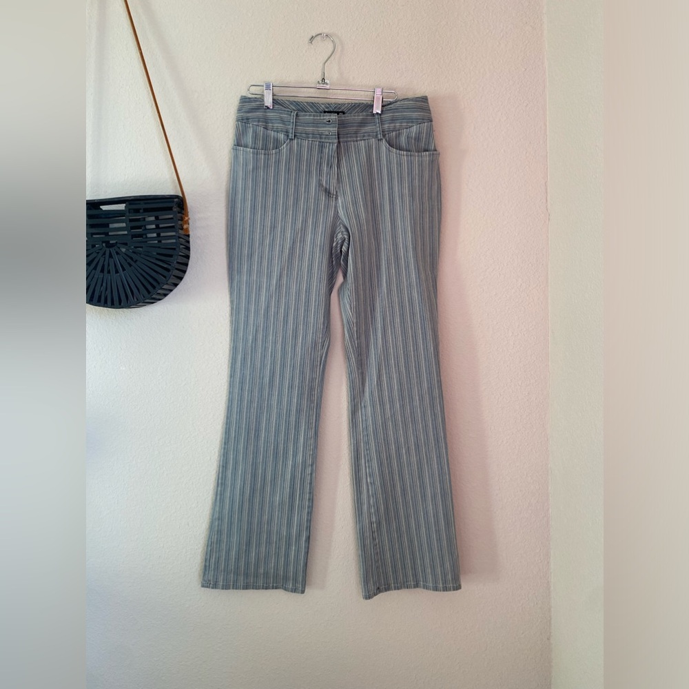 INC Denim Blue Stripe Flared Jeans Style, Size 8